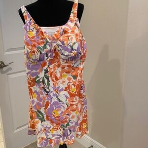 Isaac Mizrahi Bridge Hampton Floral One Piece Swim dress with SPF 50